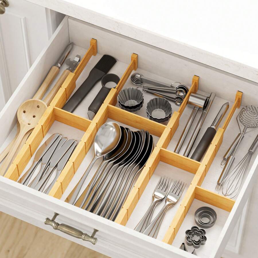 Home Office Organization - Separadores de Gavetas de Bambu com