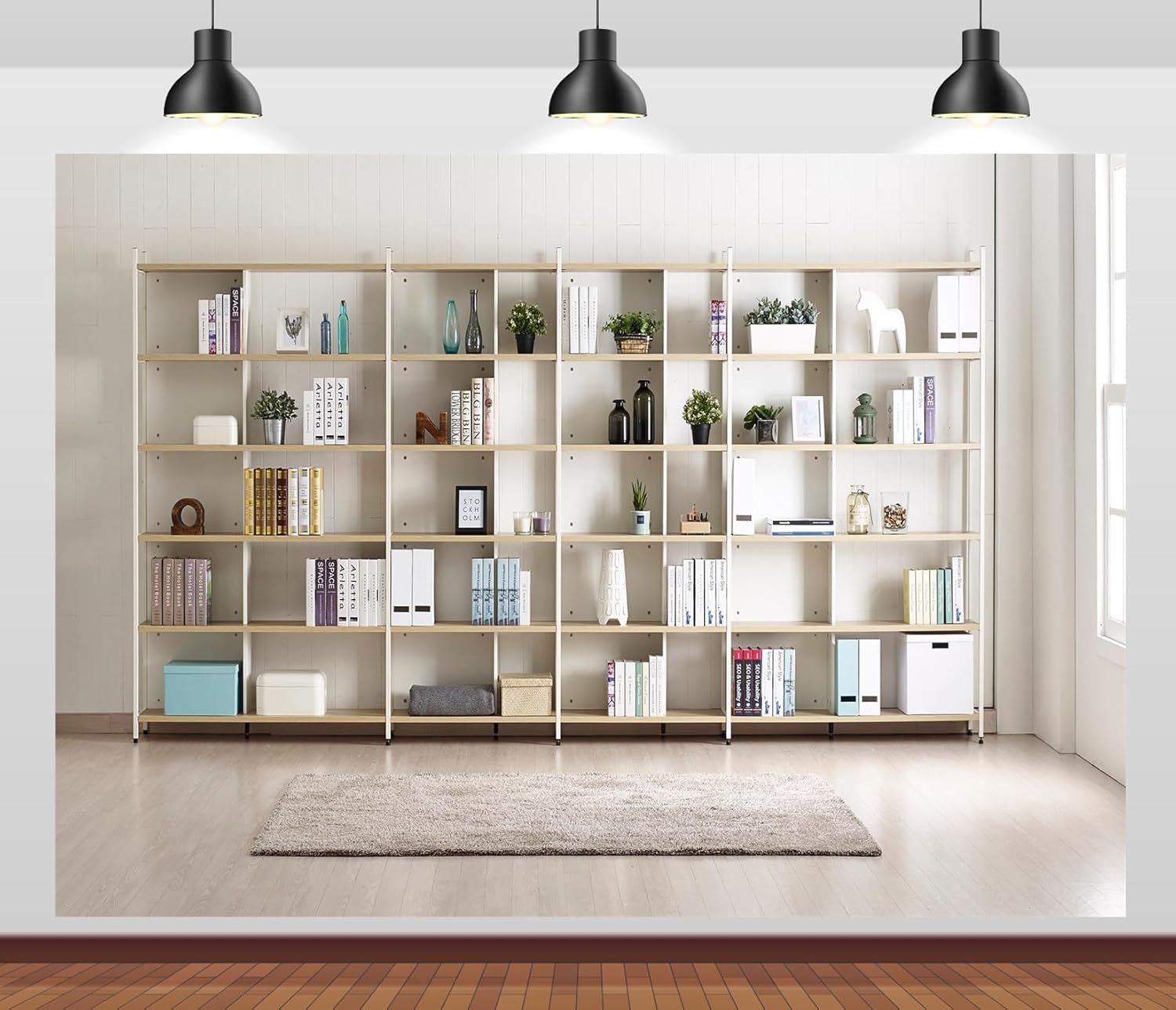 Home Office Zoom Background Free - Estante fotografia pano de fundo moderno