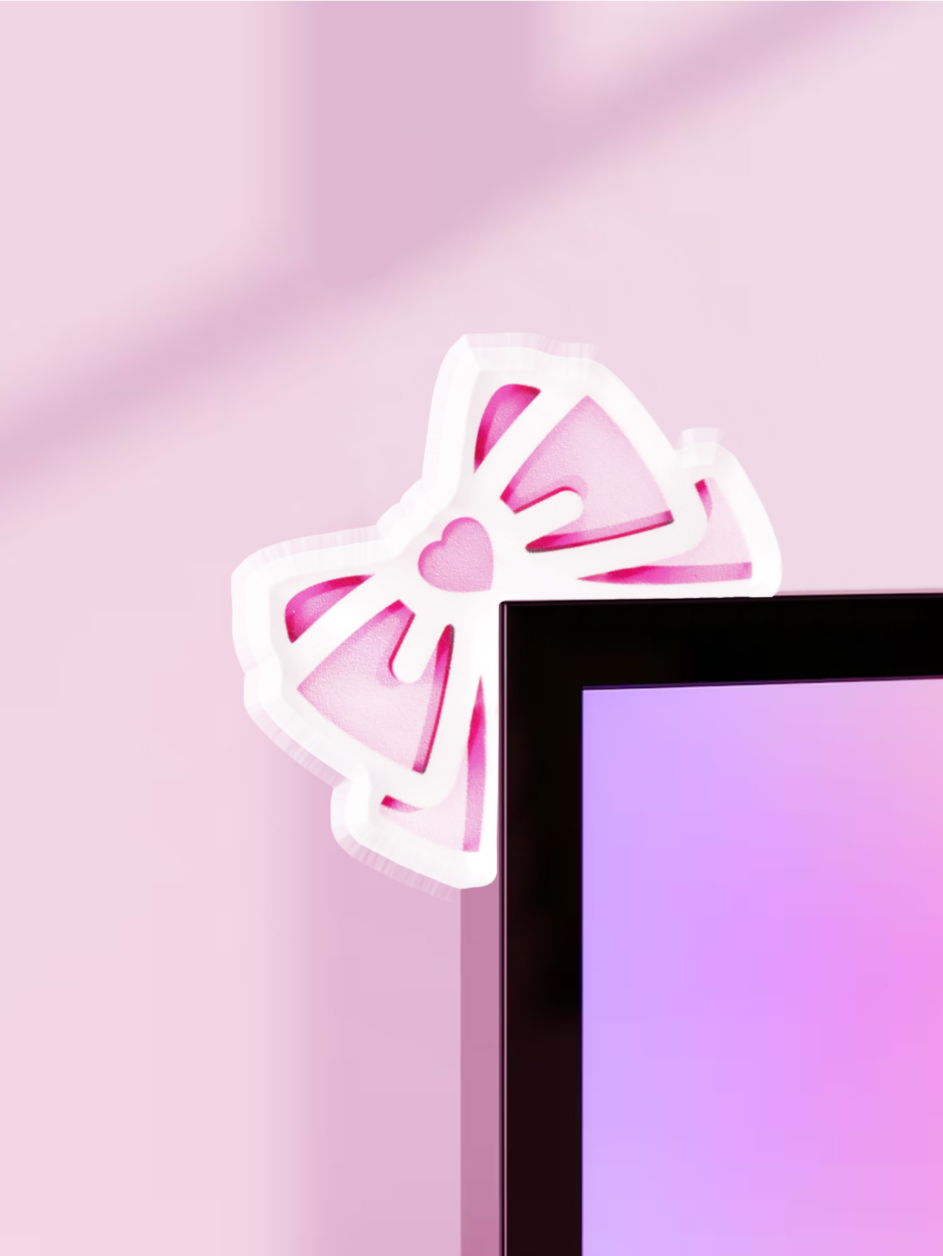 Home Office Programmer - Kawaii arco monitor decoração rosa acrílico