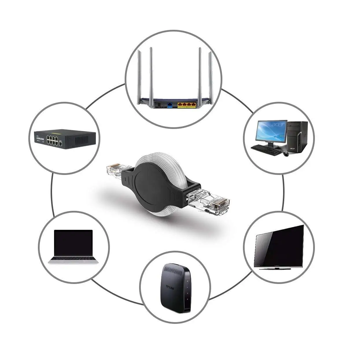 Cabo RJ45 Cat5e Retrátil 2PCS  - Home Office Programmer avaliação e preço